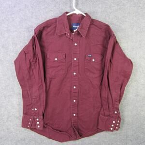 Wrangler Shirt Mens Large Maroon Western Pearl Snap Long Sleeve Cowboy Rodeo